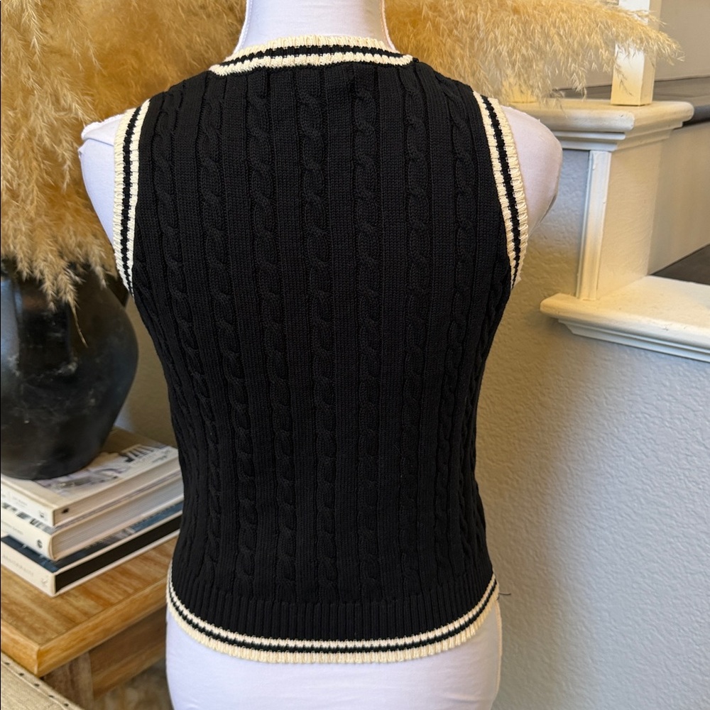 Say What? Black & White Sleeveless Knit Sweater Vest Size Medium - Picture 3 of 5